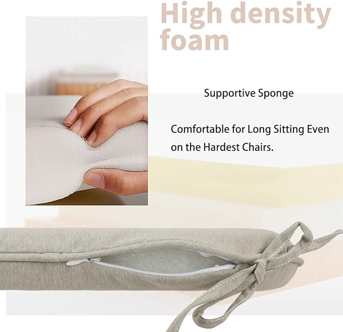 Magpie Fabrics Outdoor/Indoor 17"x16"x2" Chair Cushions with Ties Set of 4, Waterproof All Weather U-Shape Seat Pads Decoration for Patio Garden Furniture Home Office (Taupe)