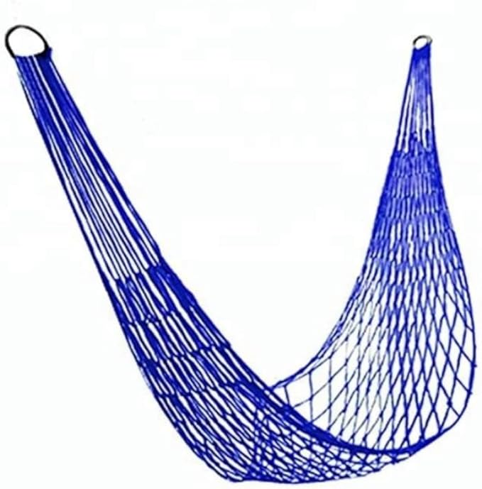 Easyinsmile Travel Hammock,Camping Hammock, Outdoor Sport Hammock Blue Net Mesh Nylon Sleeping Bed with Hooks for Garden Beach Camping Hunting Hiking Traveling (blue)