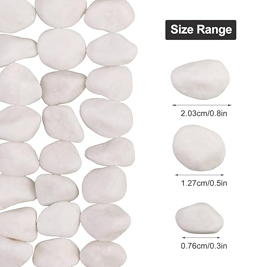 20Ib Snow White River Rock- Decorative Pebbles for Plants - River Rocks Outdoor Landscaping- 0.3"-0.8" inch Polished Stones for Aquarium, Home Decor,Garden Decor