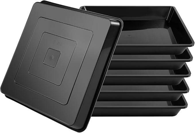 6 Pack Square Plant Saucer 14 Inch, Black Durable Thick Plant Pot Dish for Flower Pot, Plastic Plant Tray to Catch Water for Indoor Outdoor