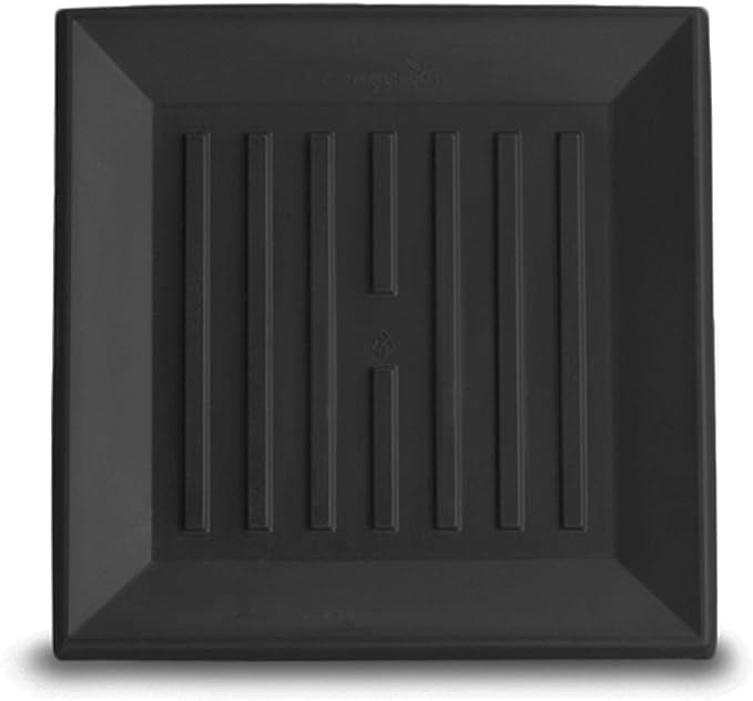 Crescent Garden Universal Square Plant Saucer, Modern UV Safe Durable Drip Tray for Square Planter, Heavy-Duty Plastic Drainage Dish, Indoor/Outdoor Flowerpot Saucer- 13'' inner x 16.75" outer (Black)
