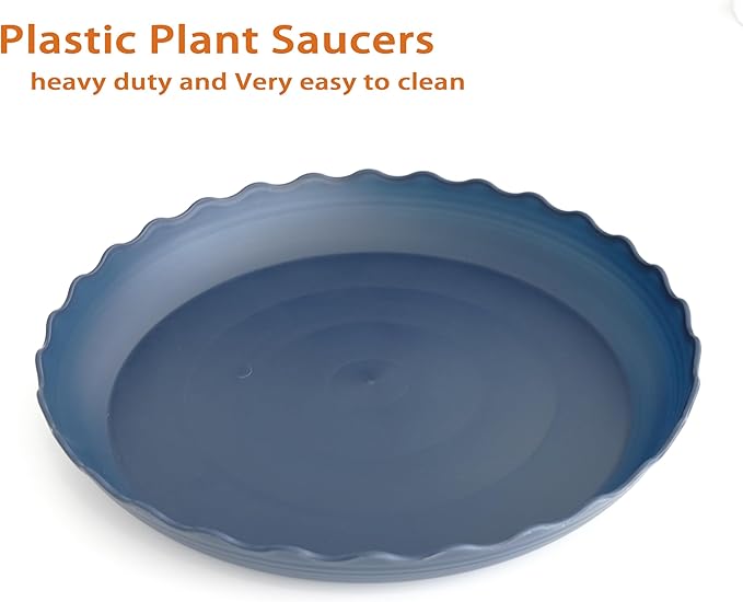 6 Pack Plant Saucer 8 inch, Heavy Duty Plastic Plant Water Tray, Planter Saucers, Flower Pot Tray Water Trays for Plant Pots (Blue)