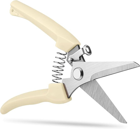 Flower clippers, 7.6 inch Pruning Shears for Beginners, High Strength Steel, Sharp Rust Resistant Floral Scissors with Comfortable Grip Handles, Garden Clippers, Rose Clippers for Gardening -White