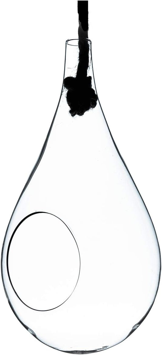 WGV Hanging Planter Terrarium, Width 5", Height 9.5", DIY Clear Glass Succulents Air Teardrop Floral Container (Including Rope), Candle Holder Vase for Outdoor Indoor Decor, 1 Piece