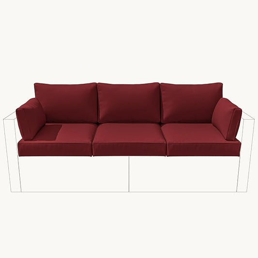 8-Piece Outdoor Cushions for Patio Furniture Thick Outdoor Chair Cushions Resilient Foam Waterproof Deep Seat Cushion Replacement for 3-Seat Sectional Sets Liner&Cover Burgundy