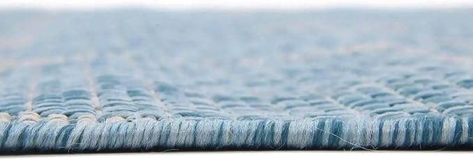 Unique Loom Outdoor Trellis Collection Area Rug (10' x 14' 1" Rectangle, Aquamarine/ Gray)