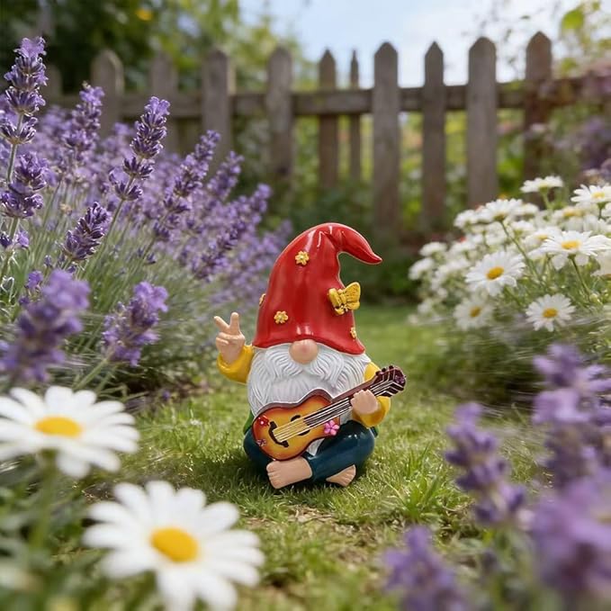 Hippie Garden Gnome Decor Statue,Funny Garden Gnomes with Peace Sign Decor Outdoor ，for House,Lawn,Patio and Porch, Gifts Hippie for Friend,Family