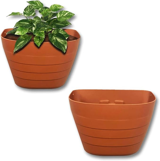 12 Inch Self-Watering Wall Planter for Indoor & Outdoor Use – Vertical Hanging Planter, BPA-Free, UV-Resistant – Perfect for Flowers, Herbs & Vegetables (Terracotta, with Plug)
