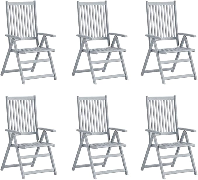 Garden Reclining Chairs 6 pcs with Cushions Solid Acacia Wood
