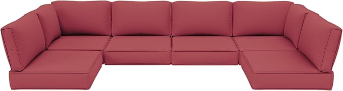 Outdoor Furniture Replacement Cushions, 5" Foam Foam High-Density, Fits 6-seat Sectional Rattan Conversation Set, 14 Piece Patio Water-Resistant Replacement Sofa Cushions, Liner&Cover