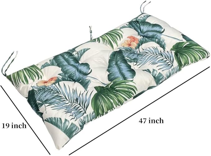 Srutirbo Waterproof Indoor/Outdoor Bench Cushion Garden Non-Slip Swing Chair Cushion, Loveseat Cushion for Patio Furniture Swing Wicker Garden Bench, Indoor Lounger Seat (Hawaiian, 47x19in)