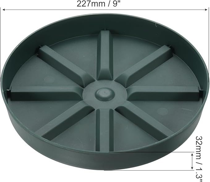 PATIKIL Plant Pot Saucers 9 Inch, 3 Pack Plastic Round Plant Pot Thicker Flower Drip Tray for Indoor Outdoor, Green