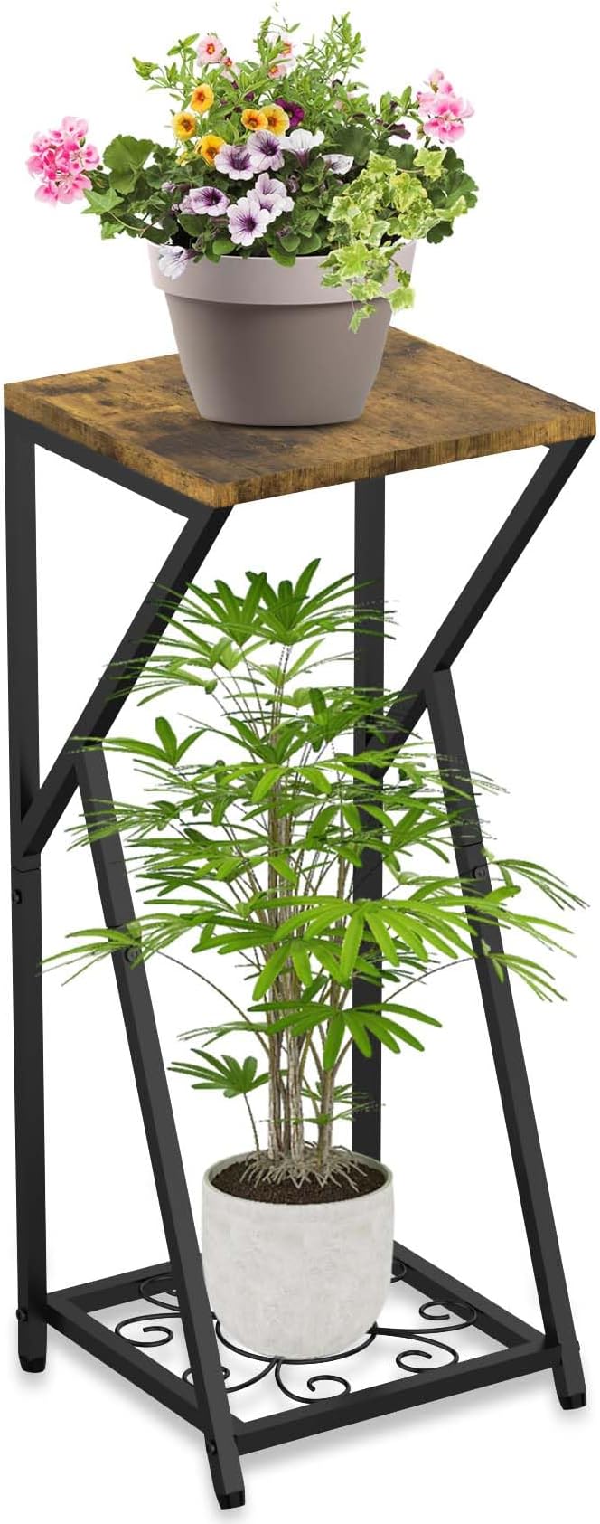 Tall Plant Stand Indoor, Corner Metal Plant Stands for Indoor Plants, 2 Tier Plant Tables Square Plant Shelves Modern Flower Pot Holder for Living Room Balcony Outdoor Garden