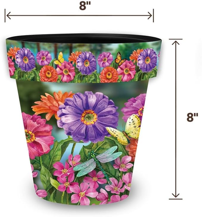 Briarwood Lane Spring Planter 8.5" x 8.5" x 8.5" Zinnias in Bloom Small for Spring Planter