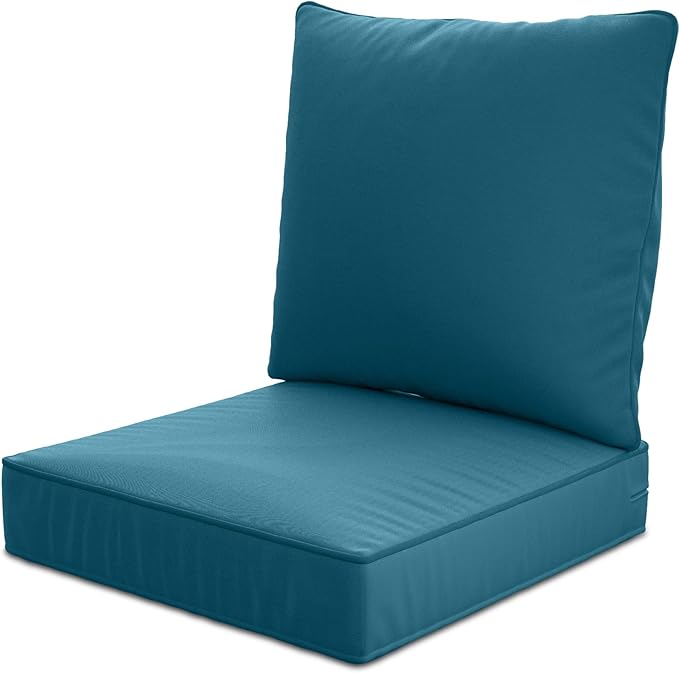 22" x 22" x 6" Outdoor Deep Seat Cushions - Waterproof & Fade Resistant Patio Furniture Replacement Cushions, Non-Slip Outdoor Cushions Fit Loveseats, Couches, Chairs, and Sofas