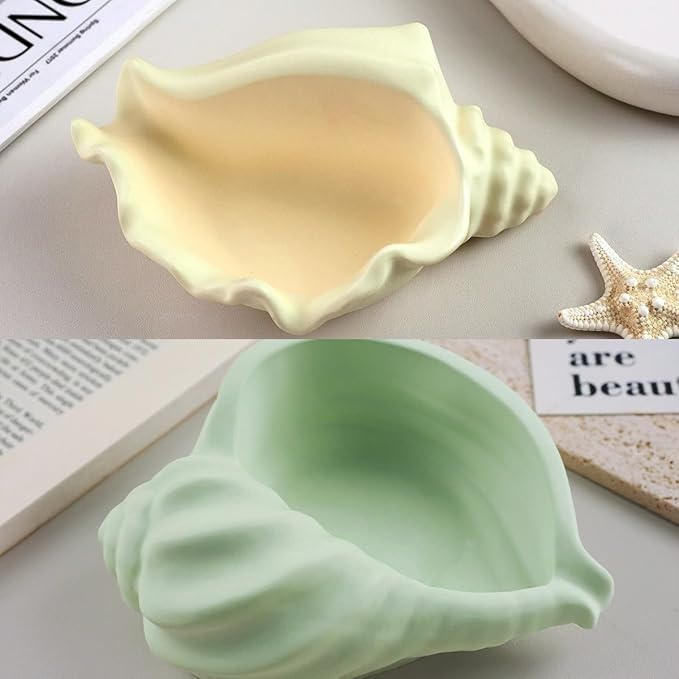 2 Pack Large 5.9 Inch Conch Silicone Molds, Seashell Candle Containers Mold, Handmade Storage Tray Resin Sea Snail Mould, DIY Knobbed Whelks Concrete Succulent Planter Mold