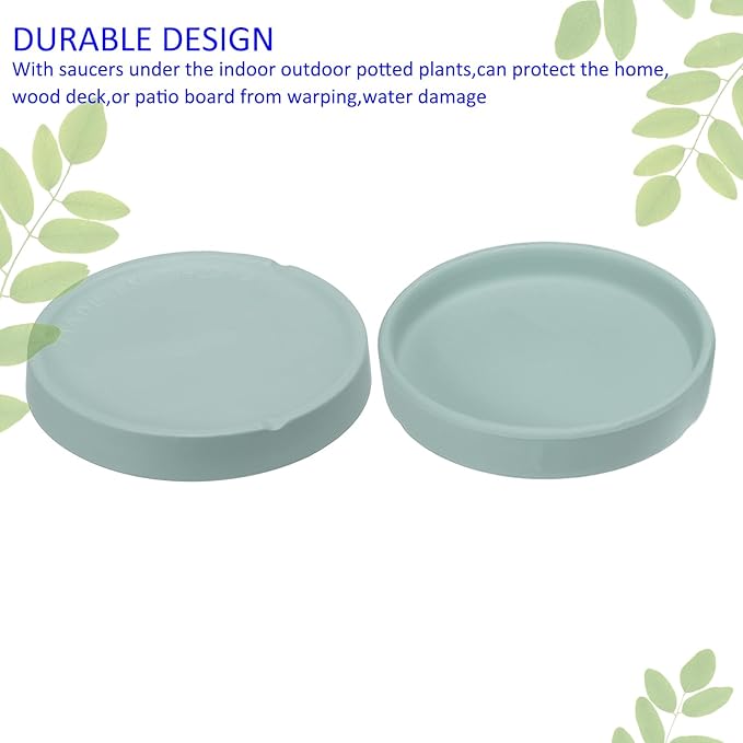 3 Pack Planter Saucers - Ceramic Plant Tray Flower Pot Drip Trays Round Apply to Outdoor/Garden (4/5/6inch, Blue)