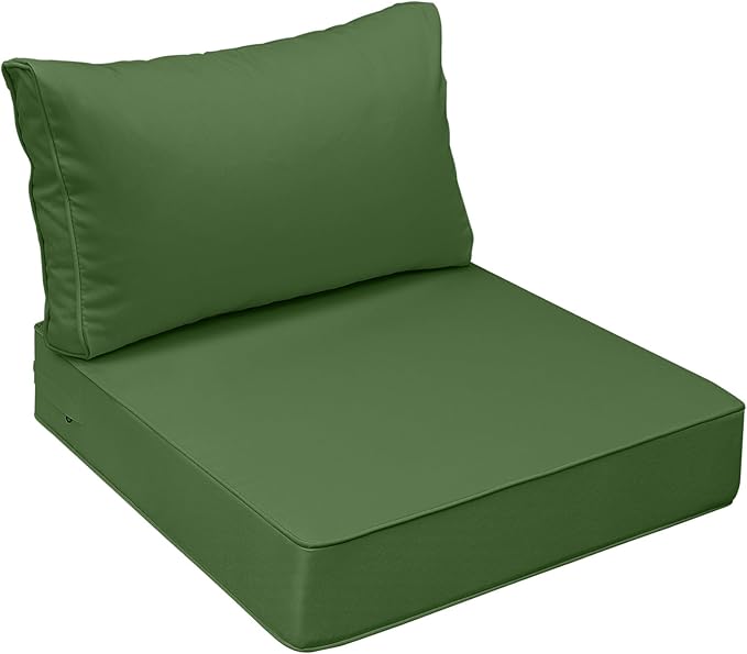 AAAAAcessories Outdoor Seat Cushions for Chairs, Fade-Resistant, Waterproof Patio Furniture Replacement Cushions, 23.5" x 25.5" x 5" + 23.5" x 13.5", Dark Moss Green
