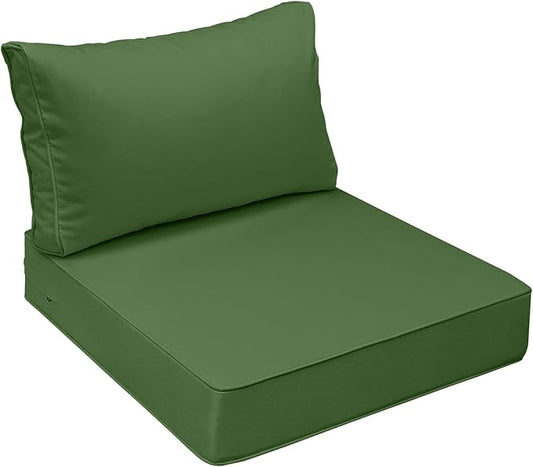 AAAAAcessories Outdoor Seat Cushions for Chairs, Fade-Resistant, Waterproof Patio Furniture Replacement Cushions, 23" x 23" x 5" + 23" x 13.5", Dark Moss Green