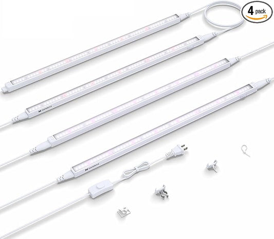Plant Grow Light 2ft, Tunable Full Spectrum LED Grow Light Strips 60W (4 x 15W), T5 Growing Lamp for Indoor Plants, Greenhouse, High PPFD, 4-Pack
