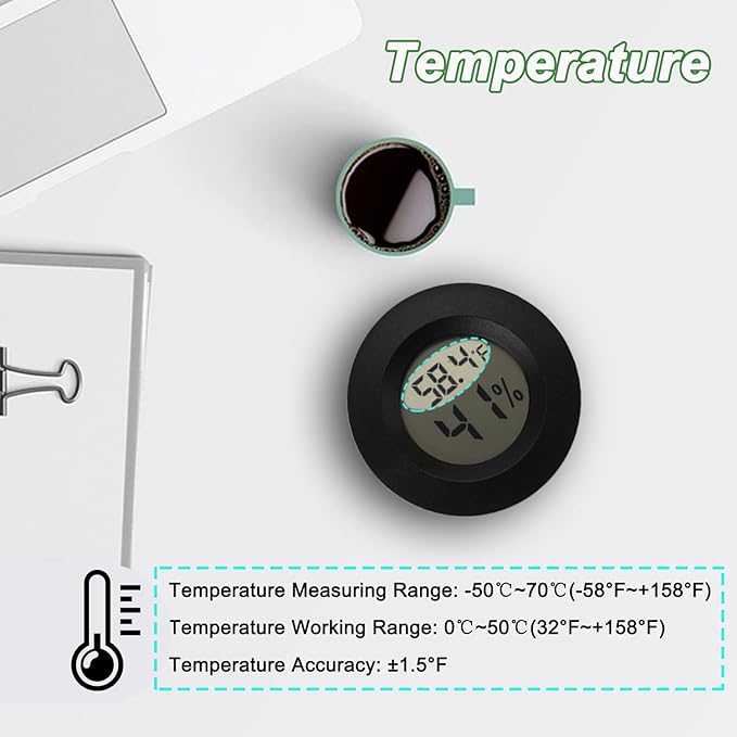 Mini Hygrometer Digital Thermometer Humidity Meter Hygrometer Thermometers Indoor/Outdoor Humidity Monitor Reptile Thermometer for Greenhouse Garden Cellar Fahrenheit(℉)/ Celsius(℃) 4 Pack