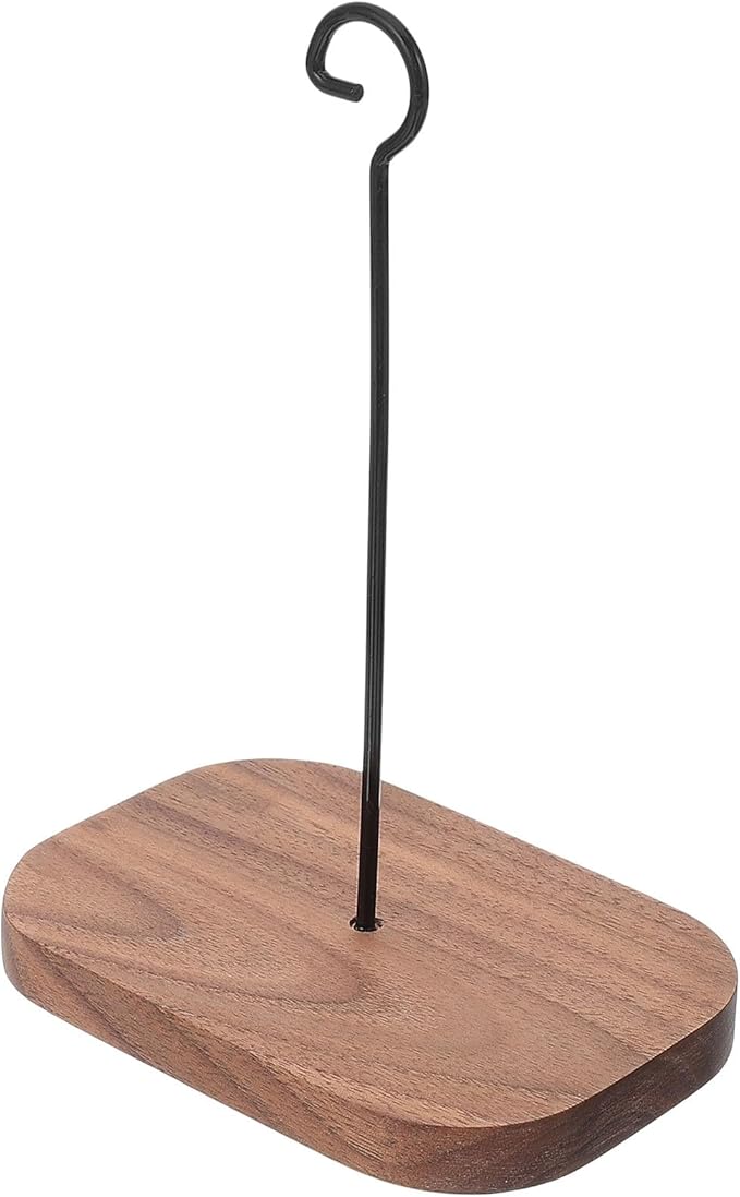 POPETPOP Wall-Mounted Hanging Bracket Hook for Outdoor Wind Chimes and Planters, Walnut Wood Self-Adhesive No-Drill Hanger for Patio Balcony Décor