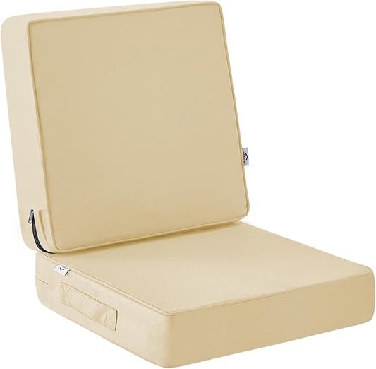 Outdoor Cushions, Outdoor Chair Cushions 22x22x3 Inch, Cushions for Outdoor Furniture with Removable Cover, Waterproof & Fade Resistant Outdoor Seat Cushions for Patio, Lawn, Beige