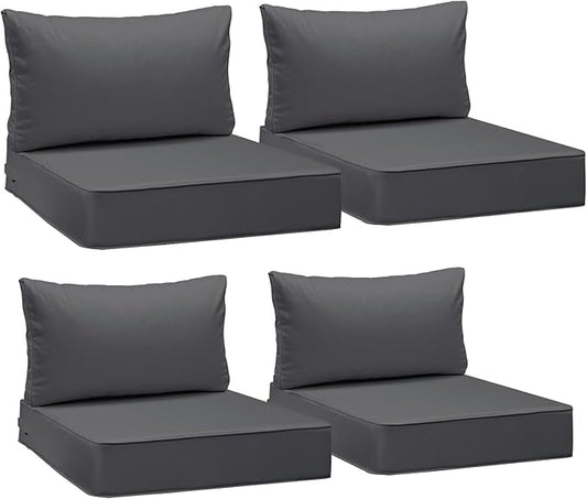 AAAAAcessories Outdoor Seat Cushions for Chairs, Fade-Resistant, Waterproof Patio Furniture Replacement Cushions, 23" x 23" x 5" + 23" x 13.5", Set of 4, Dark Gray