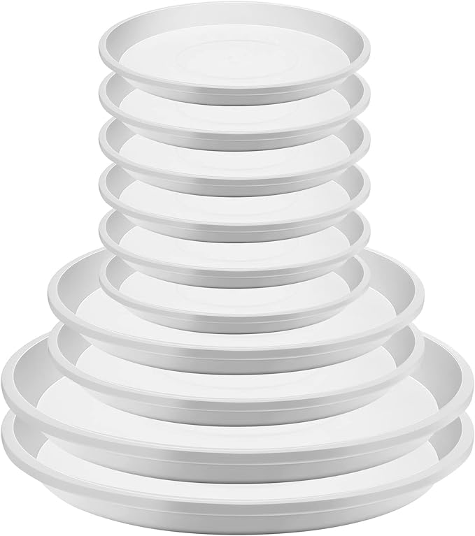 Patelai 10 Pack Plant Saucer, 4/6/8 Inch Plant Drip Trays for Pots, Flower Pot Saucers, Planter Drip Tray for Home Garden Indoor and Outdoor Planter Water Drainage Protection