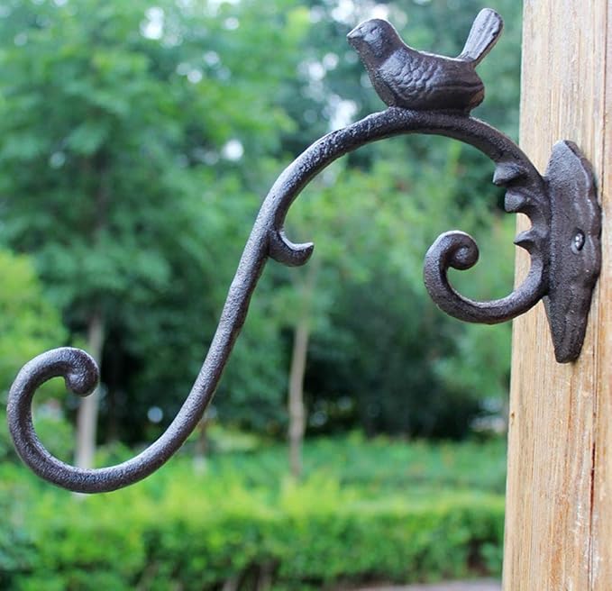 Wrought Iron Plant Hangers 10" Deep Hanging Plant Hook Outdoor/Indoor Plant Hanger Bracket Holder for Hanging Basket Plant Bird Feeder Latern Wind Chimes