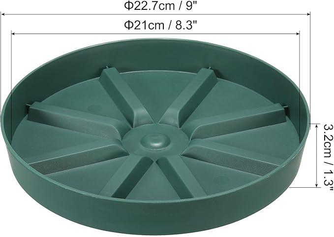 PATIKIL 9 Inch Plant Saucers Tray, 2Pcs Durable Plastic Round Flower Pot Drip Tray Thicker Anti-Rot Root for Indoors Outdoors Home Garden, Green