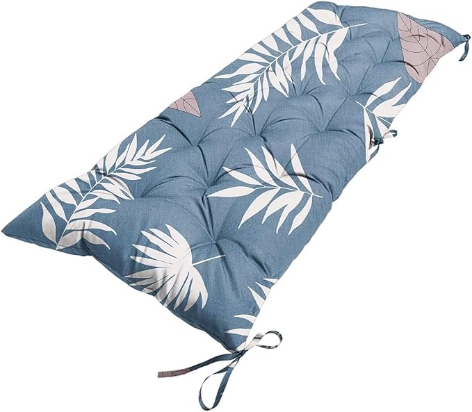 40 x 20 Inch Indoor Outdoor Bench Cushion Waterproof Patio Furniture Cushions Garden Sofa Settee Couch Printed Swing Pads Blue Grey