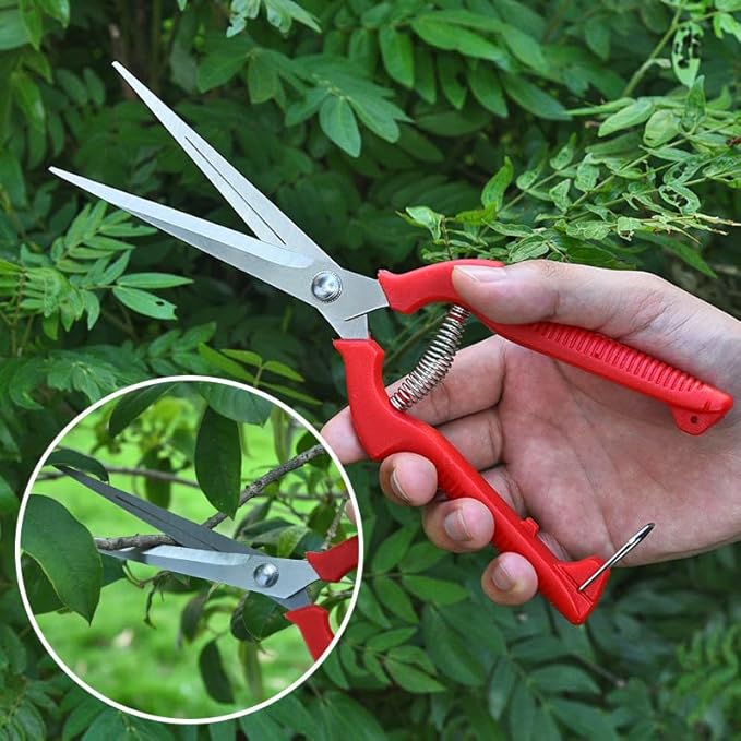 2 PACK Extended-model Stainless Steel Multifunctional Garden Pruning Shears. Use-pruning Flowers, Trees, Fruits, Vegetables, Herbs; Suitable for Home, Garden, Agriculture, Flower Shop, Etc.