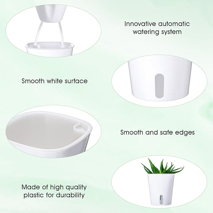 20 Sets 3" Self Watering Pots, Self Watering Planters for Indoor Plants, Plastic Small Garden Pots with Level Indicator and Vents for House Plants, Flowers