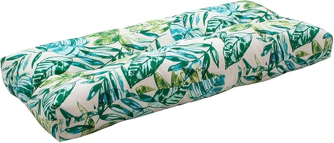 FUNHOME Outdoor Bench Cushion 42 x18 inch with Non-Slip Grips,Water Resistant Porch Swing Cushion,Bench Pillow Pads,Floral Tufted Cushions for Patio Garden Furniture,42" Seat Cushions(Palm Leaf)