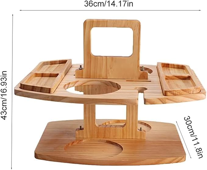 Folding Wooden Picnic Table with Wine Glass Holder - Portable Camping Table for Beach, Park & Outdoor Use, Champagne and Beverage Stand