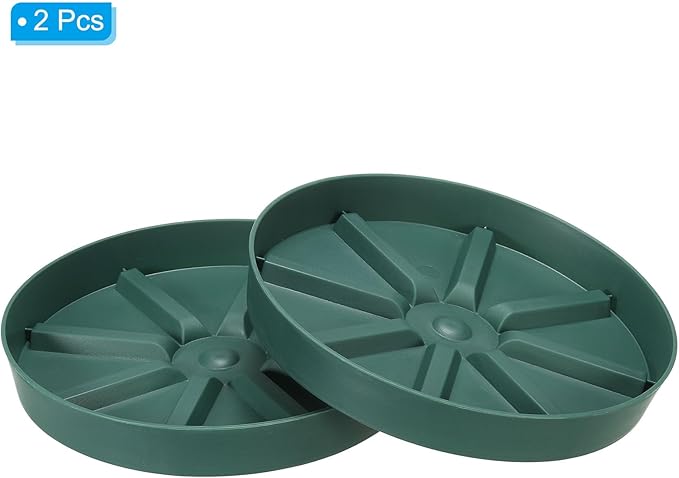 PATIKIL 7.5 Inch Plant Saucers Tray, 2Pcs Durable Plastic Round Flower Pot Drip Tray Thicker Anti-Rot Root for Indoors Outdoors Home Garden, Green