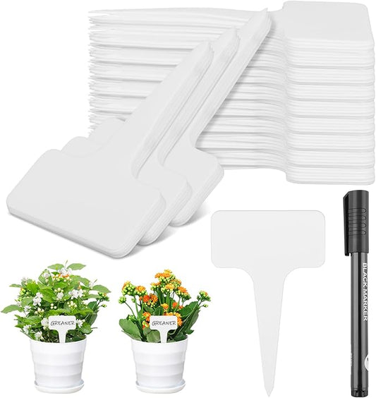 Greaner Plastic Plant Tags, 300 PCS Plant Markers for Outdoor Plants Waterproof, Plant Identification Stakes for Indoor Outdoor Plants, Vegetable Gardening Tags(White, 6x10cm)