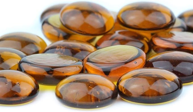 Around 2 Pounds of Decorative Amber Stones Perfect for Aquariums, Vase Fillers, Table Scatter, Scrapbooking and Much More! Beautiful Gems! (Amber Glass Gems)