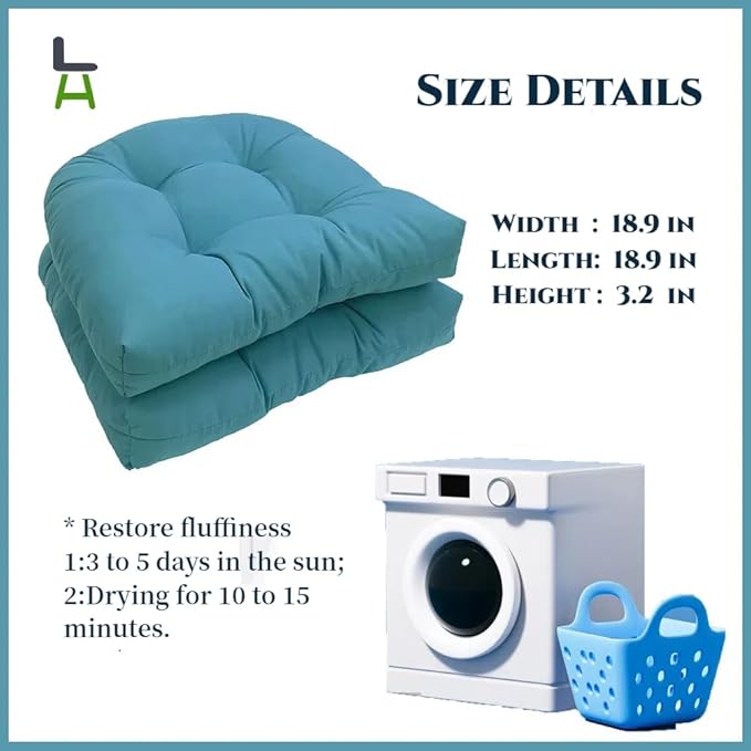 Waterproof Chair Cushions Set of 2 Outdoor,Tufted Thicken Weather and Fade Resistant Kitchen Seat Cushions,Patio Chair Pads for Garden Furniture Sofa Couch (Sky Blue)