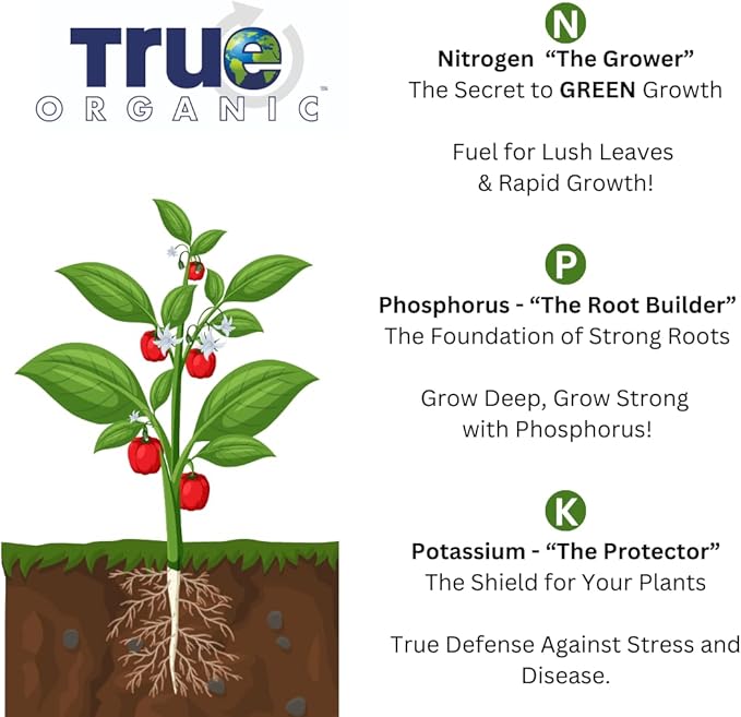True Organic Tomato & Vegetable Food – Organic Fertilizer for Superior Harvests with 6% Calcium – 8lb Bag Covers 140 sq. ft.