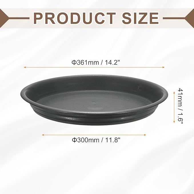 HARFINGTON Plastic Plant Saucer 11.8" Round Drip Trays Flower Pot Saucers Flower Base Bottom Drainage Tray for Indoors Outdoors Planters, Gray-Black