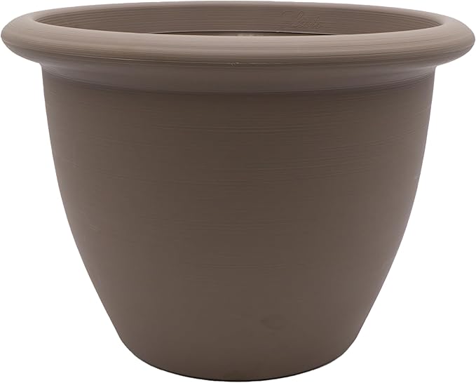 The HC Companies Sevilla Flower Planters - Durable Outdoor & Indoor Planter - Round Lightweight Self Watering Plant Pots for Herbs & More (14" Cappuccino, Pack of 1)