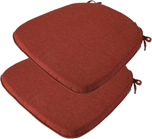 Outdoor Chair Cushions Set of 2,Patio Seat Cushion 17"x16"x2",U-Shaped Dining Chair Cushion 17 by 16 Inch,Water Resistant,Fade-Resistant Chair Pads for Kitchen Garden Furniture(Dark Red)