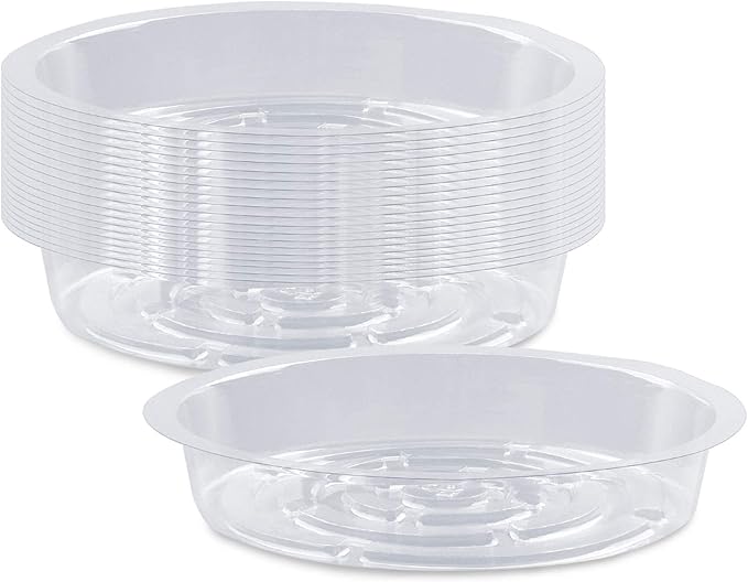 Rocutus Plant Saucer,20 Pack Plastic Plant Saucer Drip Trays Small Plant Plate Dish,Heavy Duty Clear Plastic Plant Saucers Flower Pot Tray Flower Pot Drip Pan for Indoor and Outdoor Plants (12 Inch)