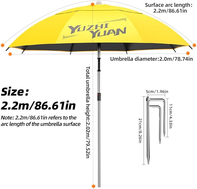 Exclusive Black Coating Outdoor Patio Umbrella, 6.5FT/7.2FT Adjustable Tilt Sun Shade Beach Table Umbrella, Heavy-Duty Nylon Canopy & Carry Bag, UV Protection Yard Umbrella for Fiushing Pool Garden