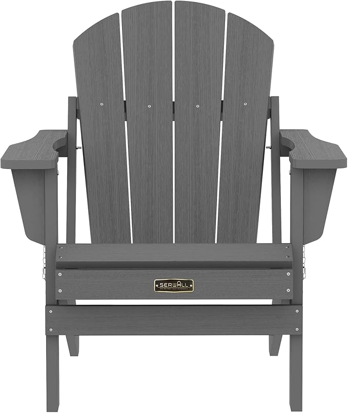SERWALL Adirondack Chair Set of 8 for Patio Garden Outdoors Fire Pit- (Folding Gray)