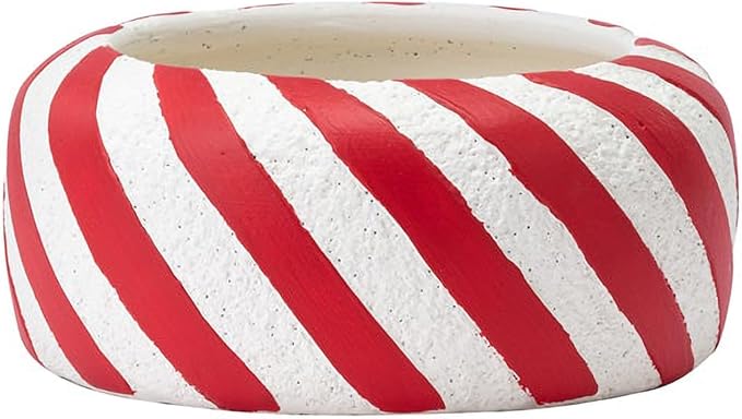 Napco 5 inch Red & White Striped Candy Cane Inspired Standing Planter Festive Christmas Home & Garden Holiday Décor