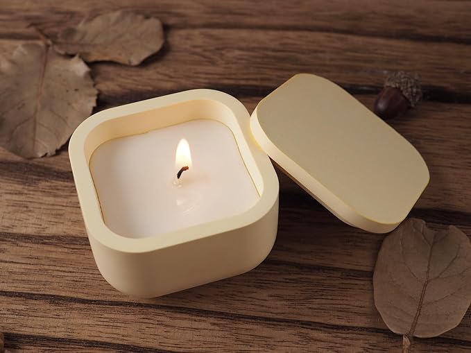 Storage Boxes with Lids - Creative Silicone Candle Vessels Pot Molds, Concrete Round & Square Stripe Bottle Making Moulds for Storage & Candle Holders (N-Round+Square)