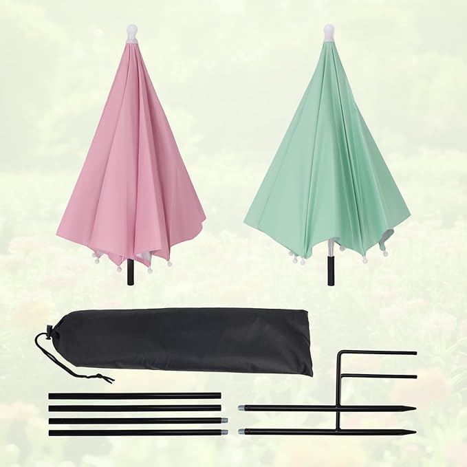 2 Pack Plant Umbrellas for Outdoor Plants with One Storage Bag, 23.6" Sun Shade Cover for Gardens/Patio/Succulents, Blocks 70% Sunlight, Prevents Leaf Burn & Overheating